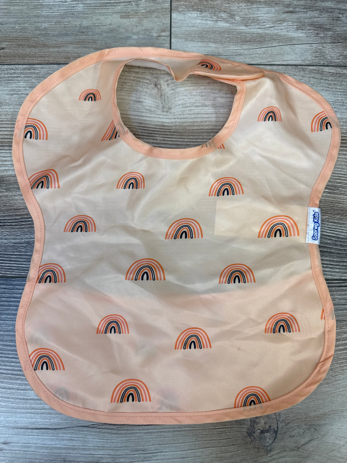 Soarwg Waterproof Bib with Crumb Catcher Pocket, Orange 3-24m