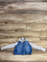 Cat & Jack Hooded Medium Wash Denim Jacket Grey sz 4T