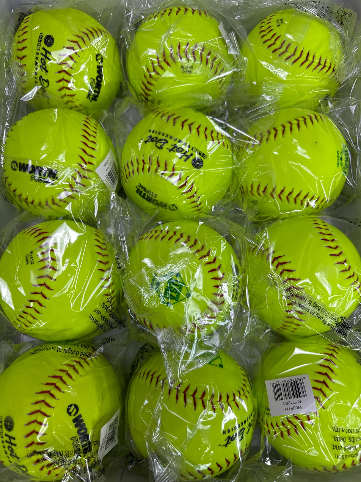 NEW Worth 12" Hot Dot Softballs 12 Count