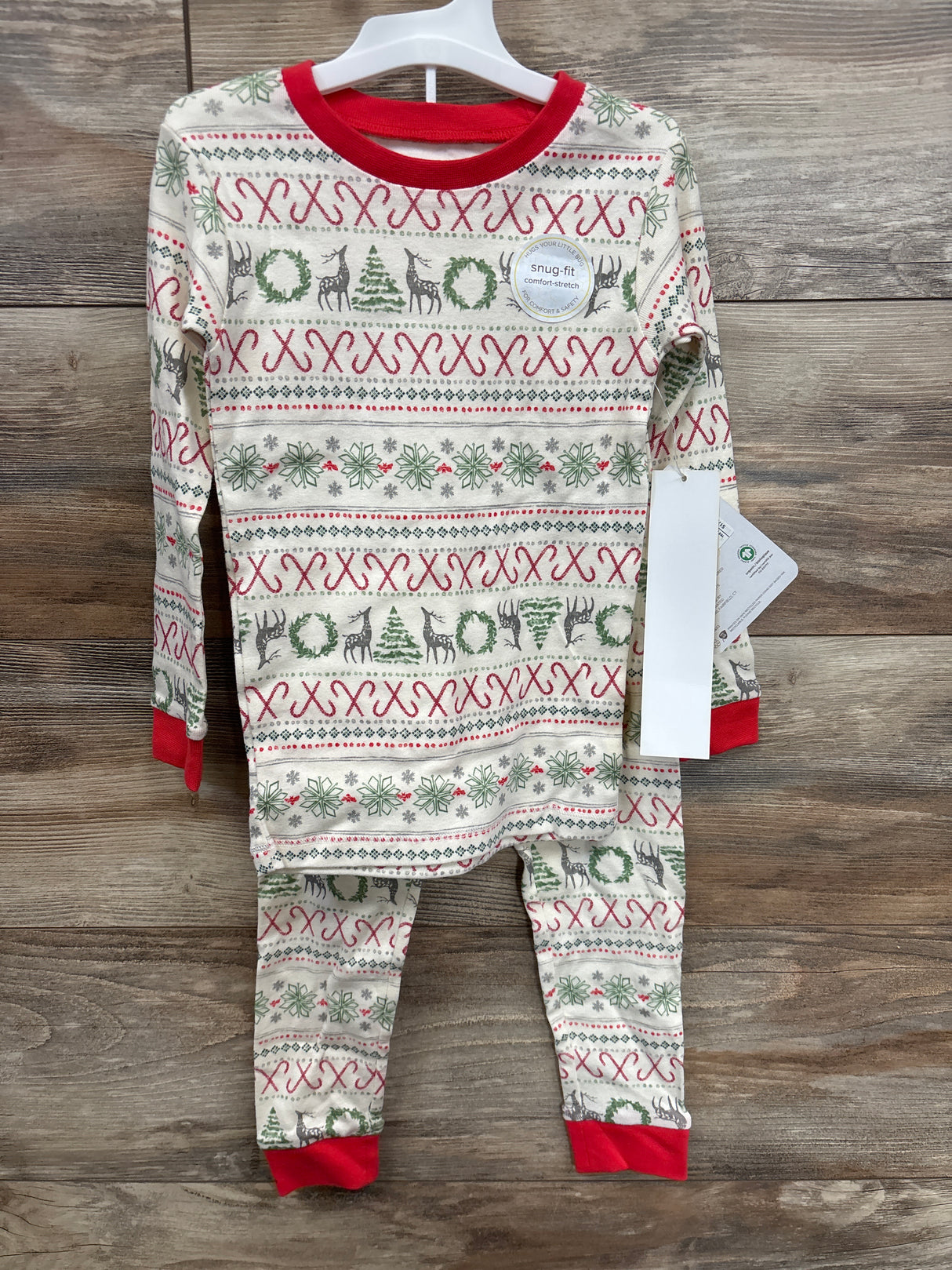 NEW Burt's Bees 2pc Christmas Pajamas Set Ivory sz 3T