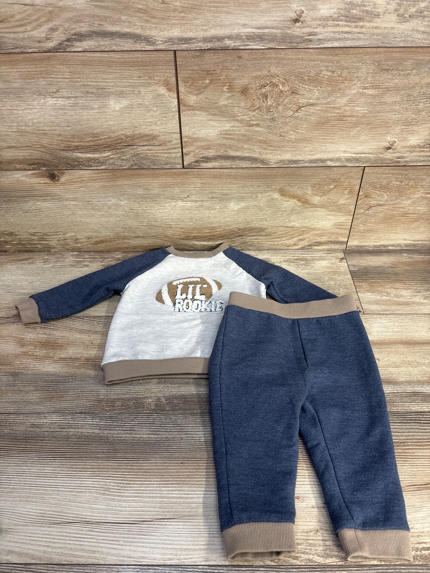 Max Studio 2pc Lil' Rookie Sweatshirt & Joggers Set Blue sz 6-9m