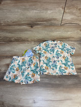 NEW Bluey 2pc Button Up Gauze Shirt & Shorts Set Cream sz 6-9m