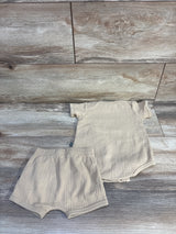 Modern Moments 2pc Textured Bodysuit & Shorts Set Tan sz 3-6m