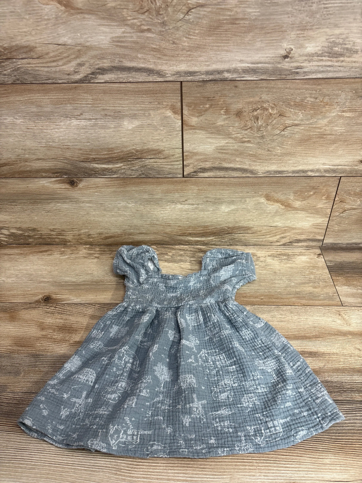 Modern Moments Smocked Gauze Dress Slate sz 18m