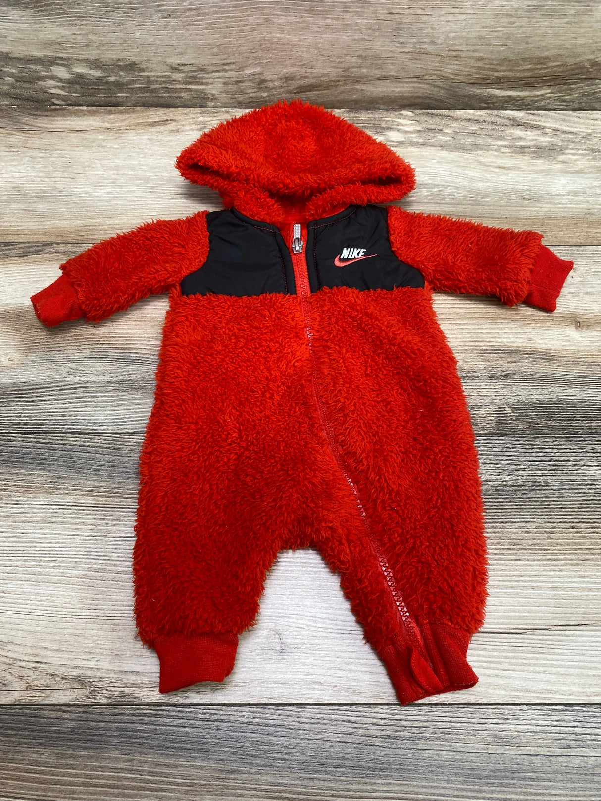 Nike Sherpa Hooded Coverall Red sz Newborn