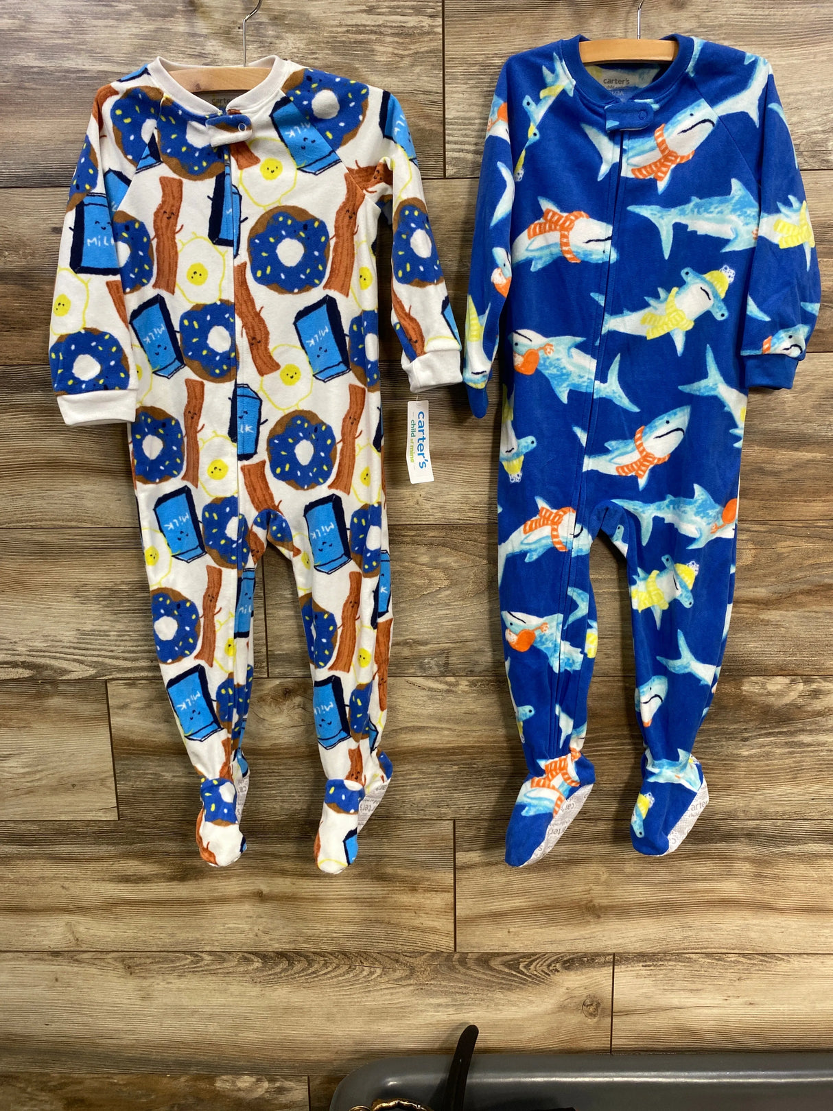Carter's 2pk Shark & Breakfast Blanket Sleeper sz 3T