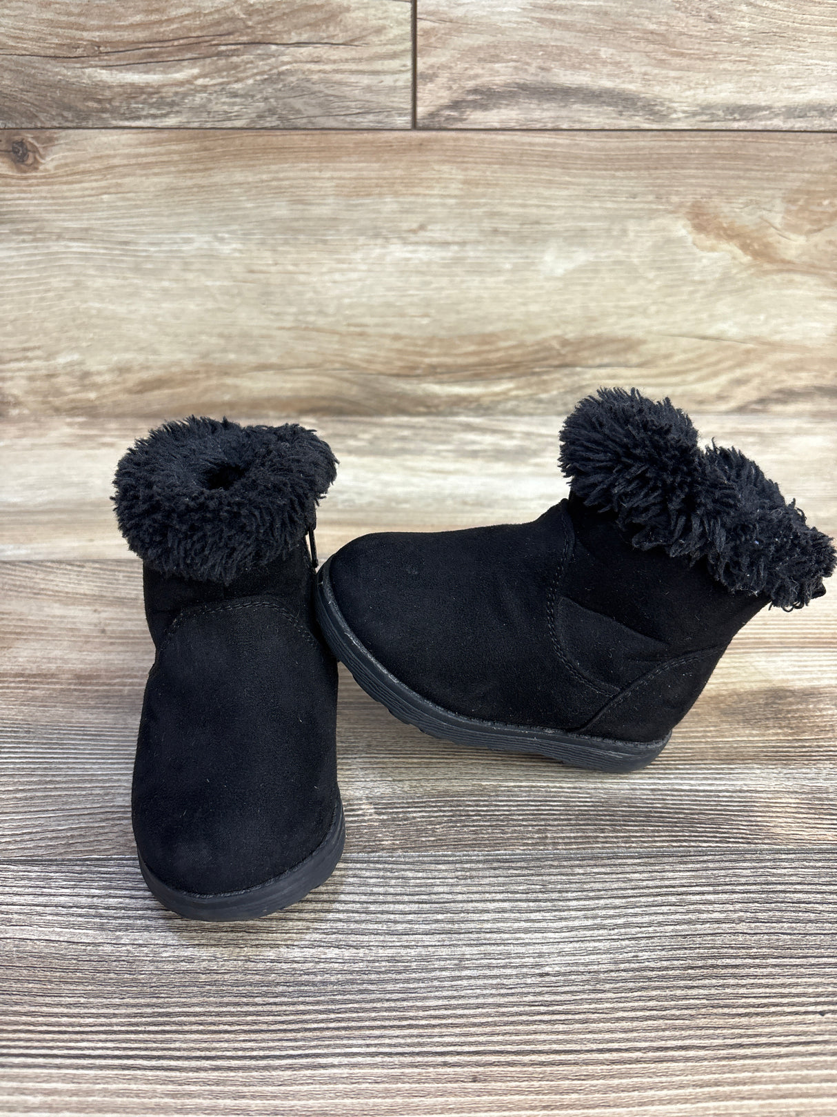 Cat & Jack Faux Fur Lined Ankle Boots Black sz 5c