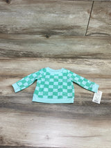 NEW Cat & Jack Checkered Smiley Face Sweatshirt Mint sz Newborn