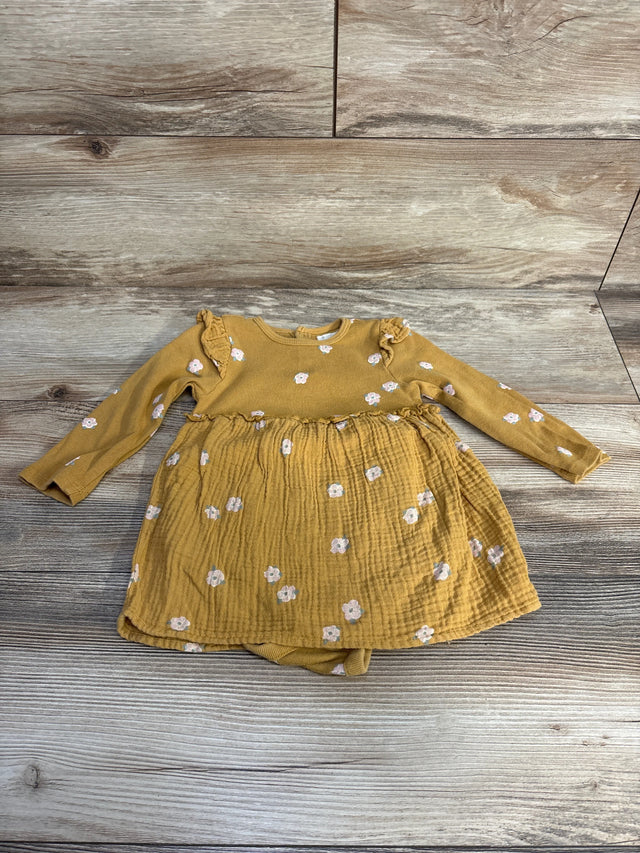 Grayson Collective Floral Bodysuit Dress Yellow sz 18m - Me n Mommy To Be