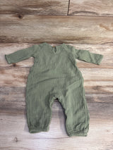 Grayson Collective Smocked Gauze Coverall Olive sz 6-9m