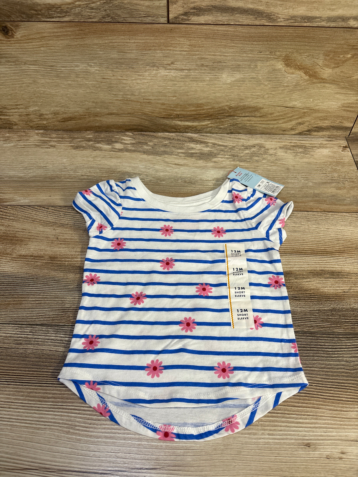 NEW Cat & Jack Floral Striped Shirt White sz 12m