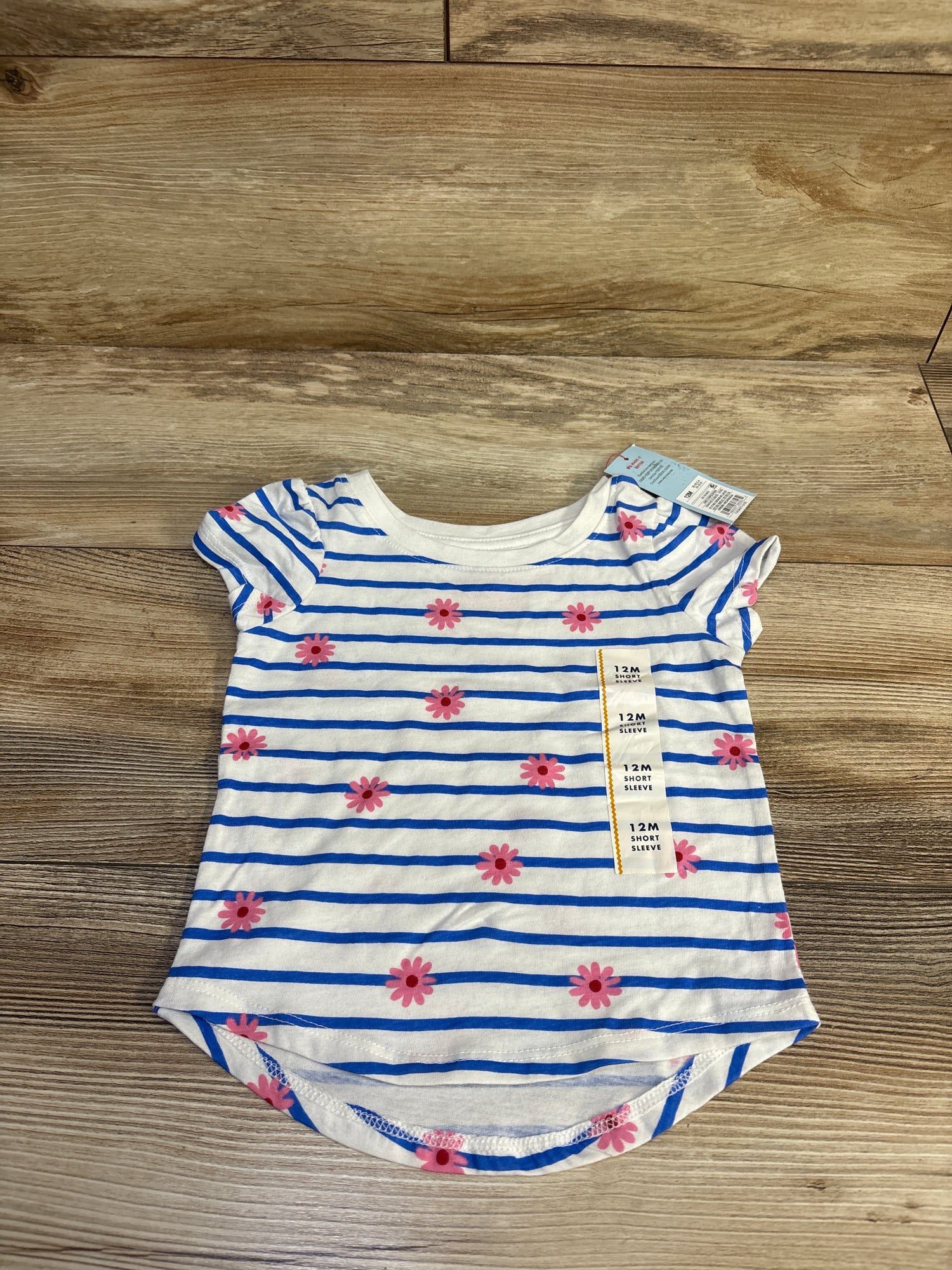NEW Cat & Jack Floral Striped Shirt White sz 12m