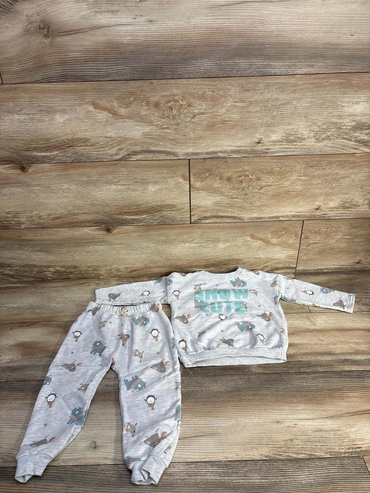 Kit + Pearl 2pc Snow Cute Sweatshirt Set Grey sz 24m