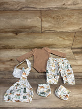 5pc Daddy's Boy Mommy's World Layette Set Brown sz Newborn