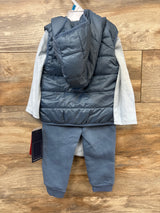NEW Reebok 3pc Hooded Puffer Vest, Bodysuit, & Pants Set Blue sz 18/24m