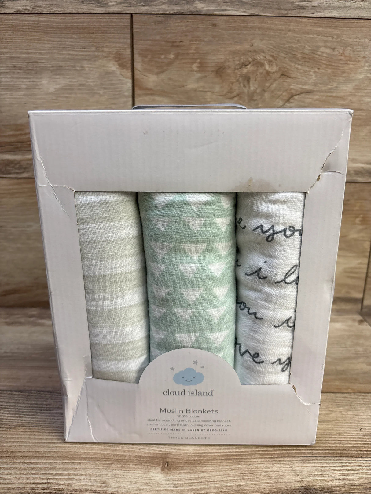 NEW Cloud Island 3pk Muslin Swaddle Blanket in I Love You