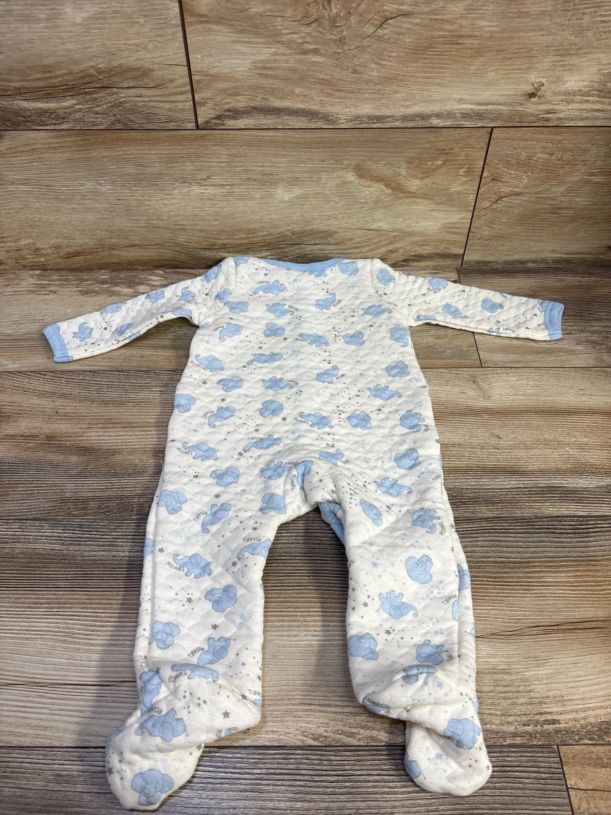 Little Beginnings Elephant Quilted Sleeper White sz 6-9m
