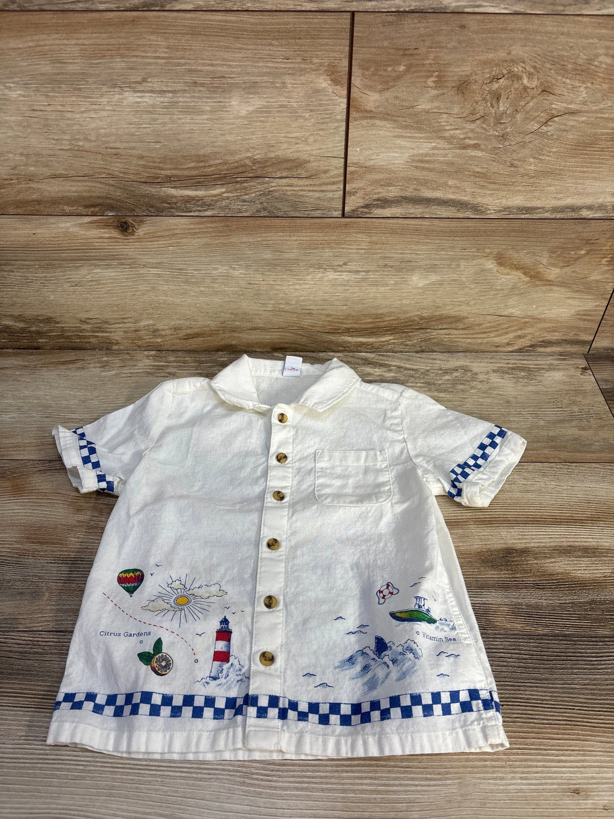 Old Navy Linen Blend Button Up Shirt White sz 4T