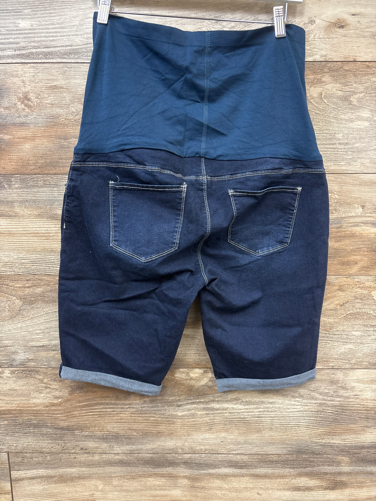 YMI Maternity Full Panel Denim Shorts Blue sz XL