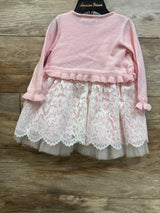 NEW American Princess 2pc Lace Dress & Cardigan Set Pink sz 18m
