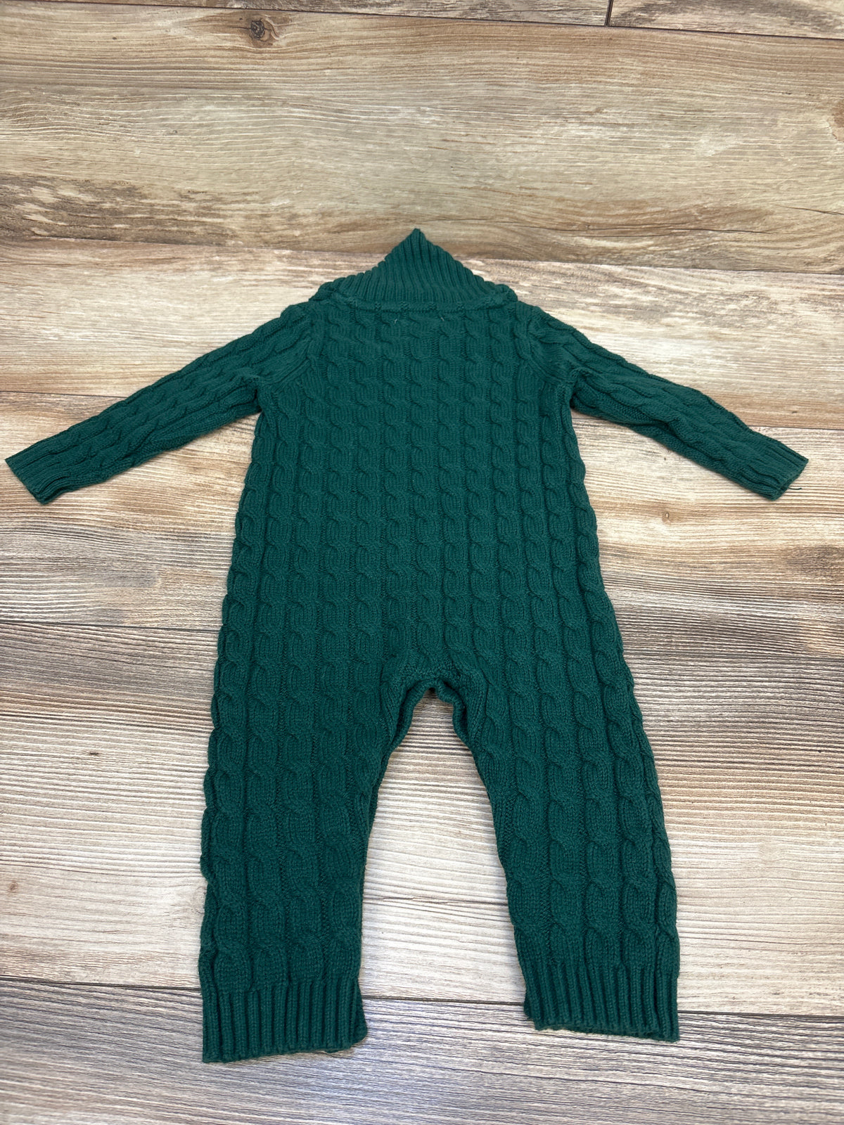 Tahari Shawl-Collar Cable Knit Coverall Green sz 3-6m