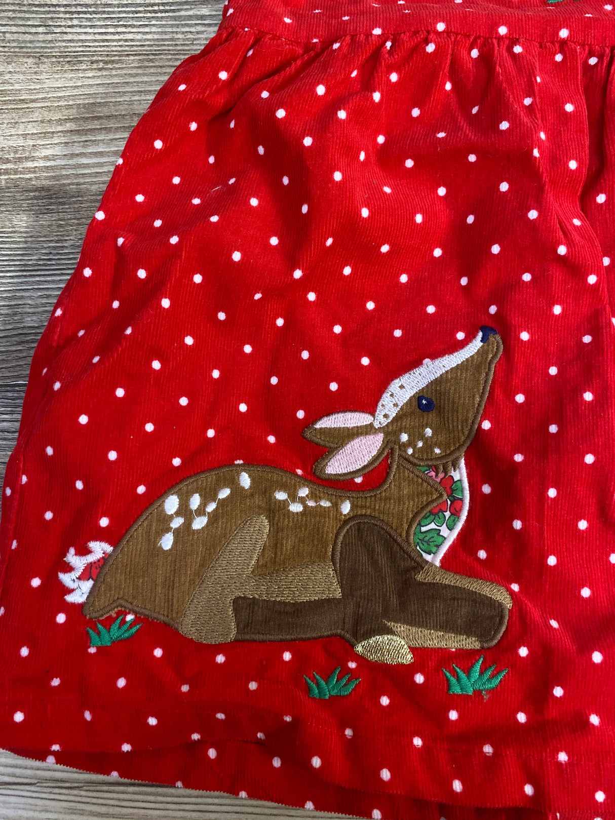 NEW Baby Boden Rockabilly Red Deer Pinnie Cord Jumper sz 9-12m