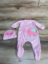 2pc Elephant Sleeper & Hat Pink sz 0-3m