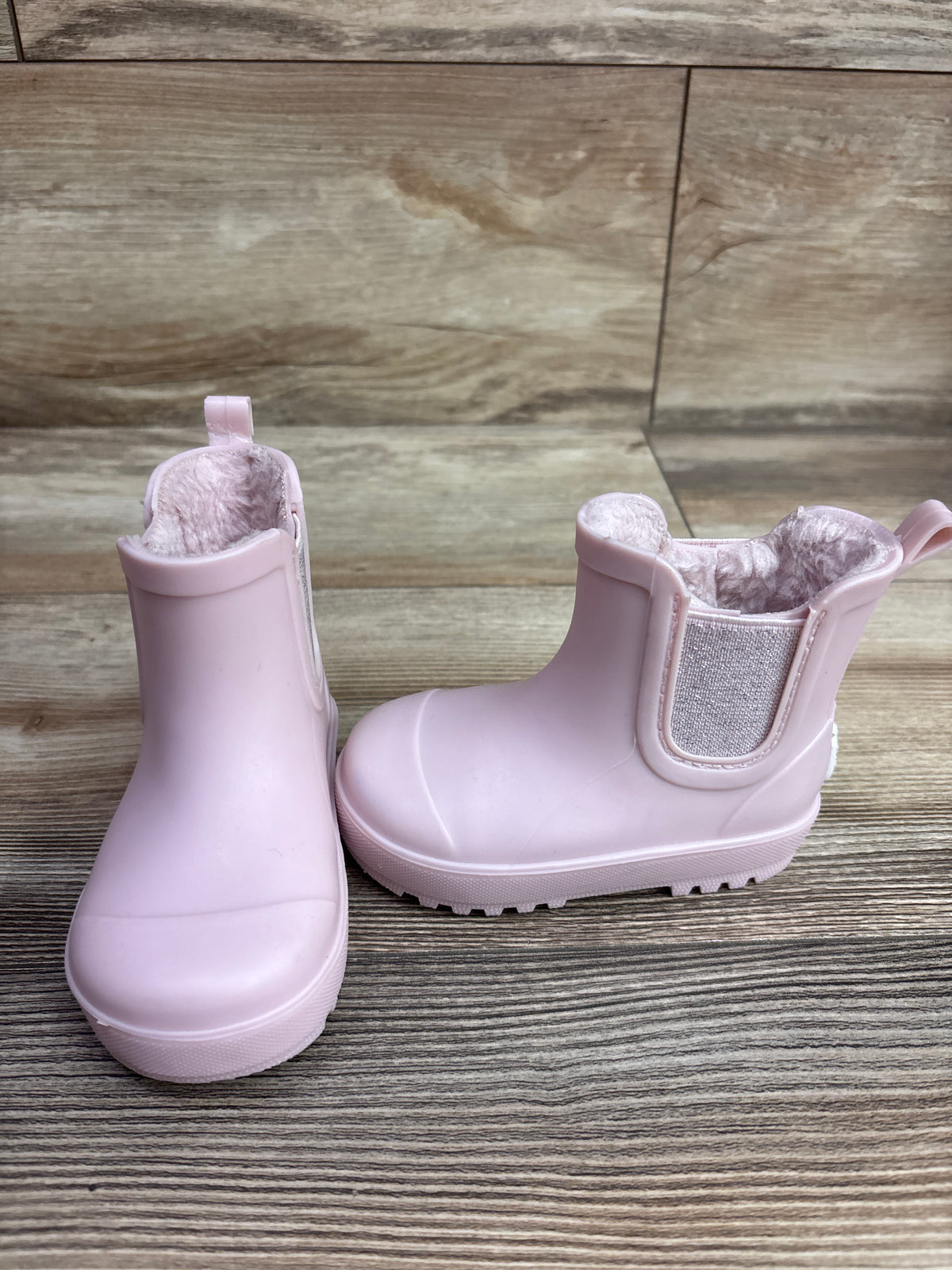 Bearpaw Chelsea Rainboot With Faux Fur Pink sz 4c
