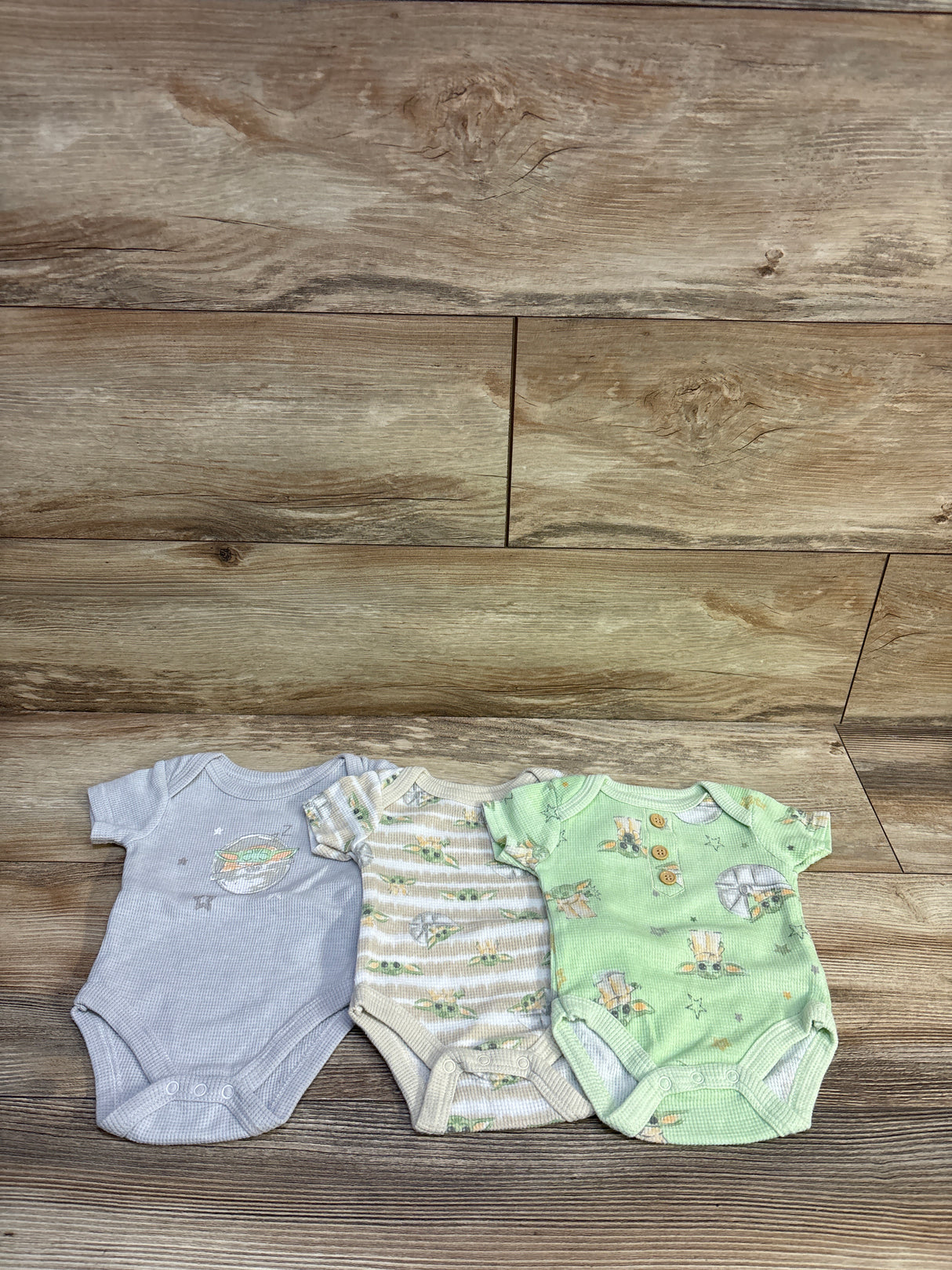 Star Wars 3pk Waffle Knit Bodysuits Grey sz 0-3m