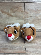 Rudolph the Red-Nosed Reindeer Plush Slippers Brown sz 2/3c