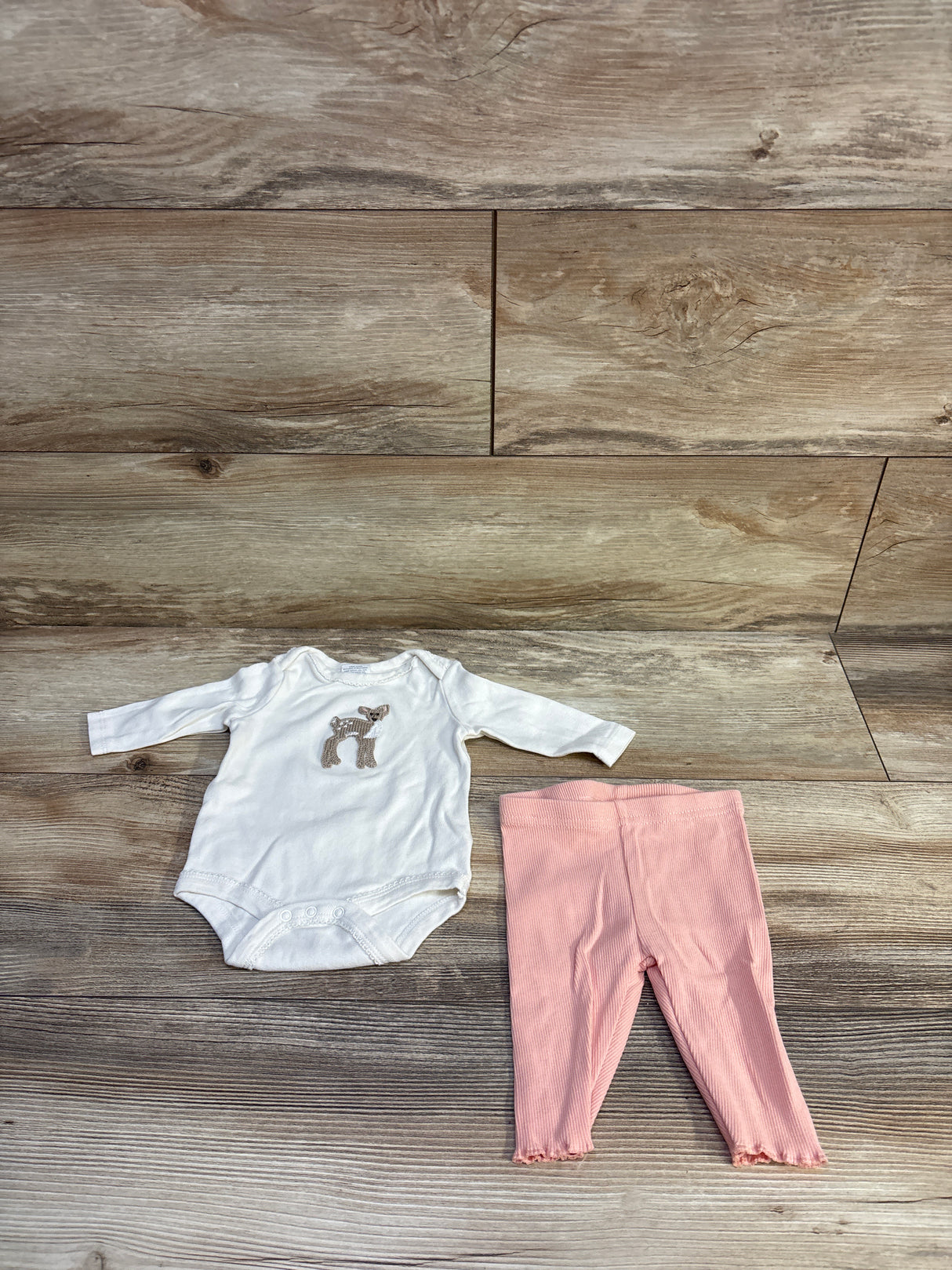 Starting Out 2pc Embroidered Deer Bodysuit & Pants Set Ivory sz 3m