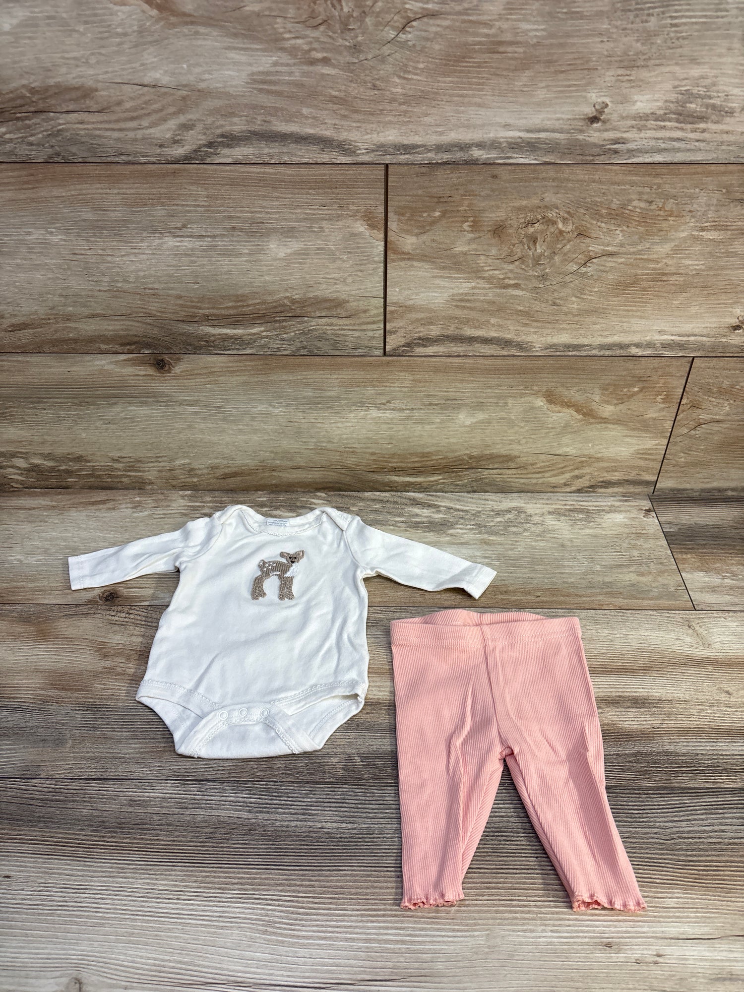Starting Out 2pc Embroidered Deer Bodysuit & Pants Set Ivory sz 3m