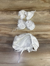 NEW A & J Designs 4pc Lace Christening Baptism Dress Set White sz 3m