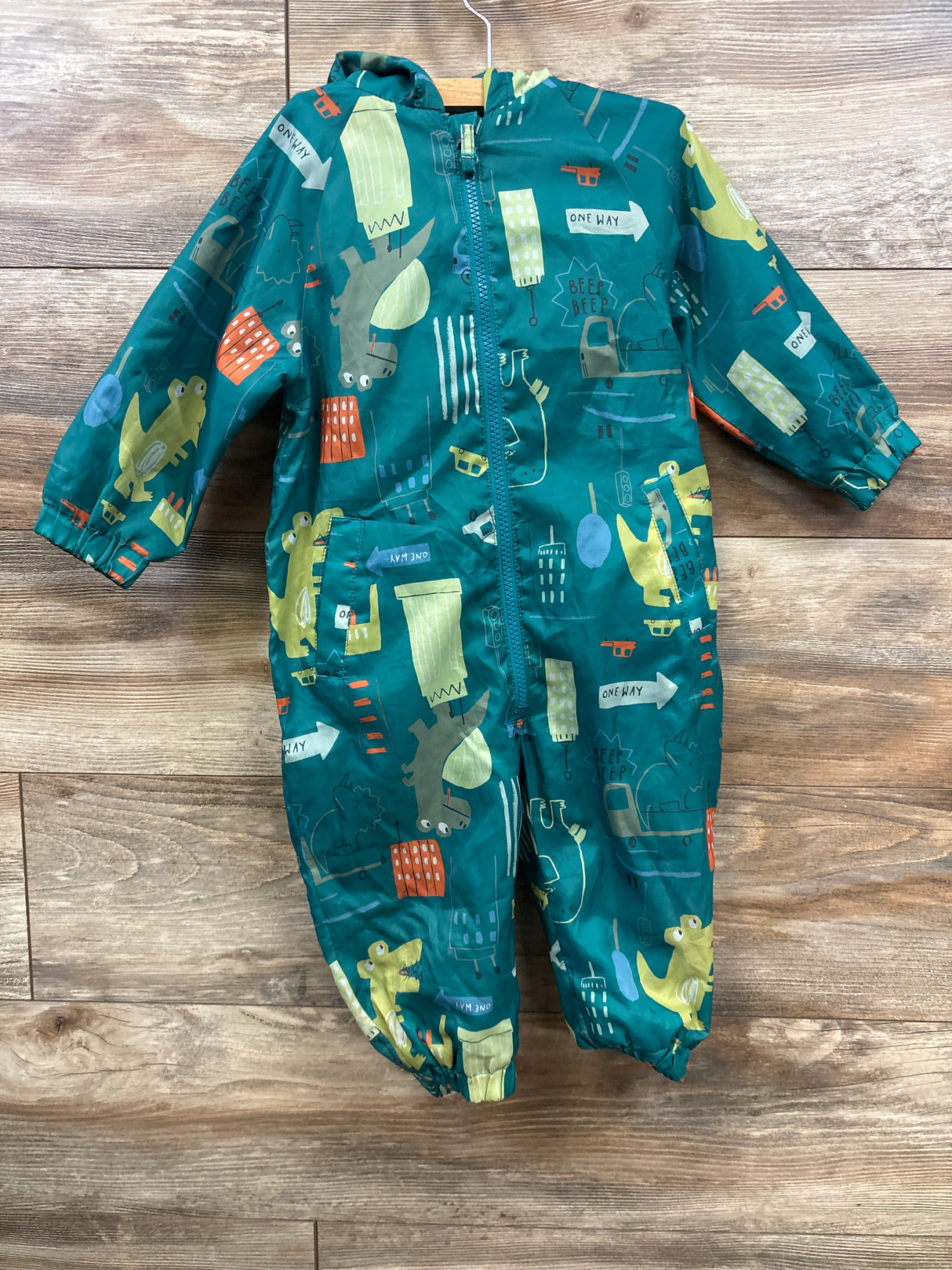Nutmeg Fleece Lined Hooded Coverall Green sz 12-18m