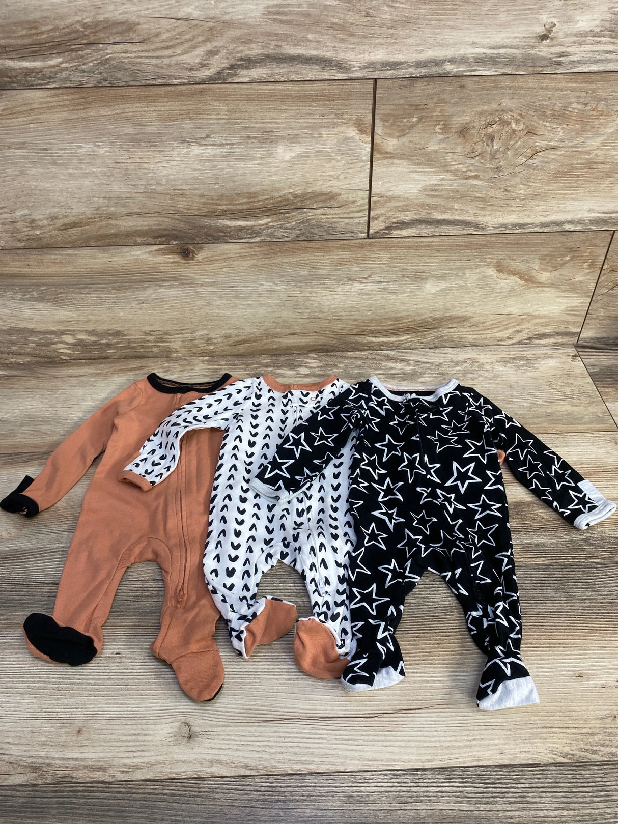 Cloud Island 3pk Sleepers Black sz Newborn