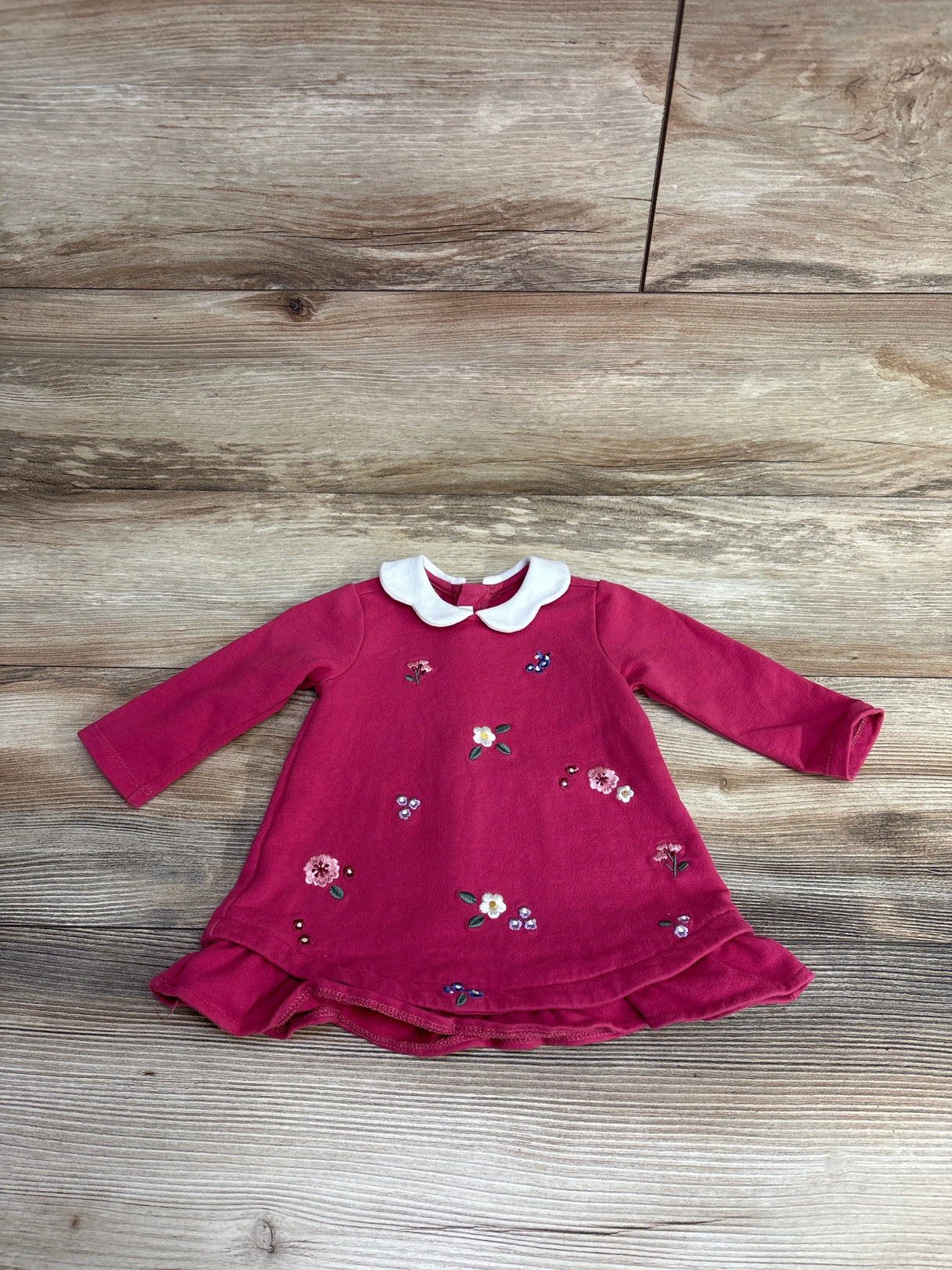 Mayoral Newborn Long Sleeve Embroidered Flower Dress Pink sz 2-4m