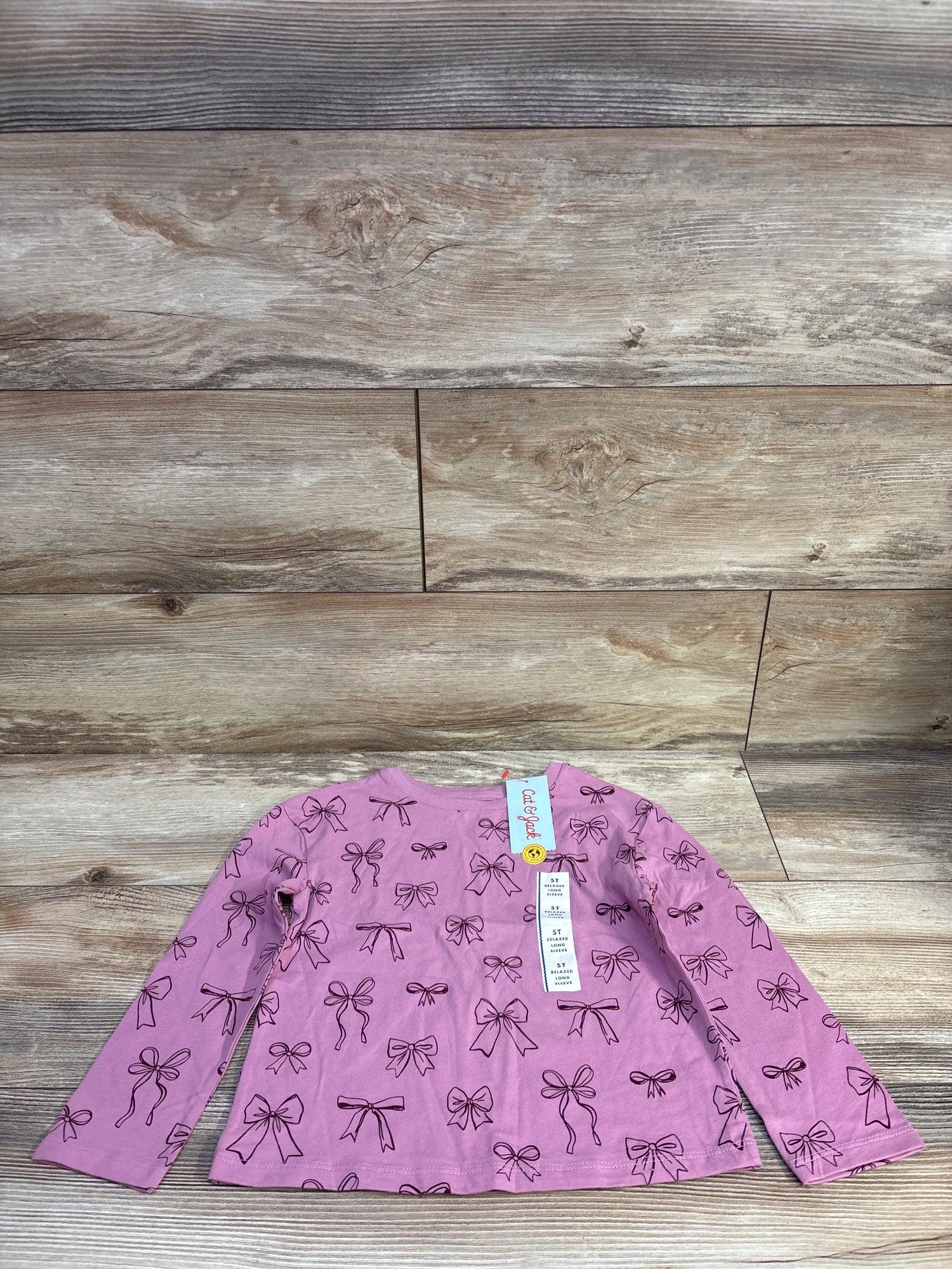NEW Cat & Jack Long Sleeve Bow Shirt Pink sz 5T