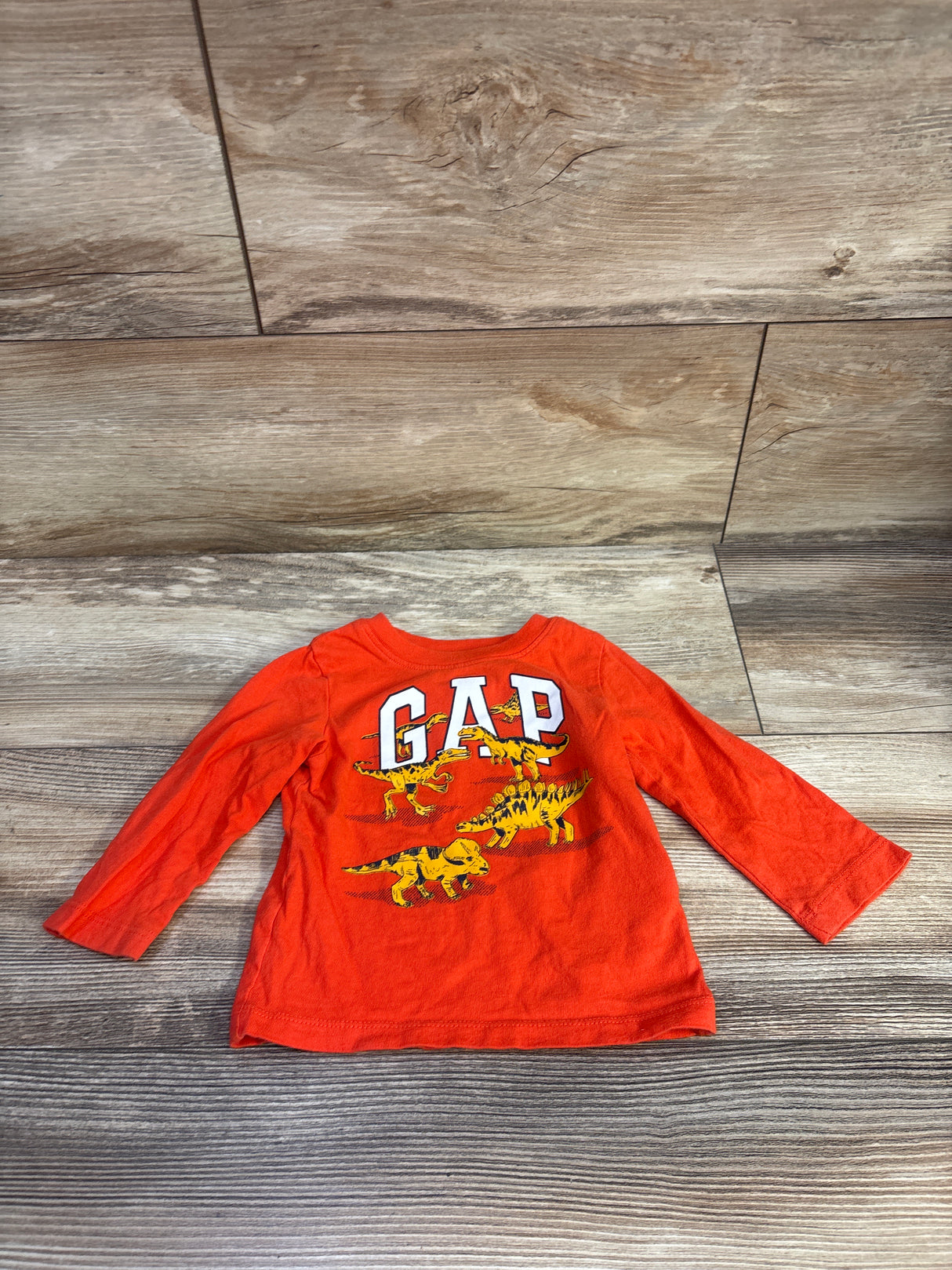 Baby Gap Long Sleeve Dinosaur Shirt Orange sz 6-12m