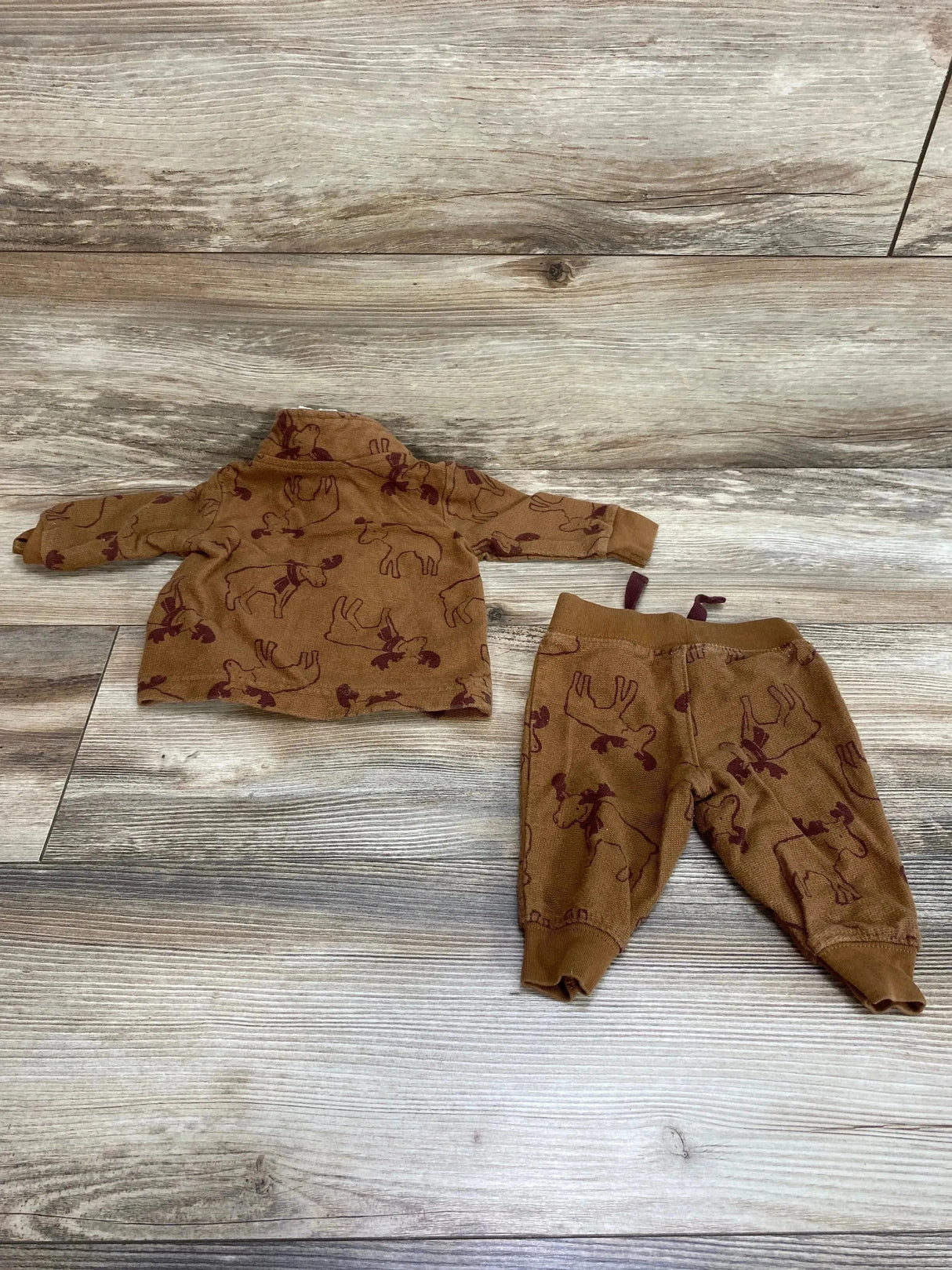 Just One You 2pc Moose Pullover & Pants Brown sz 3m