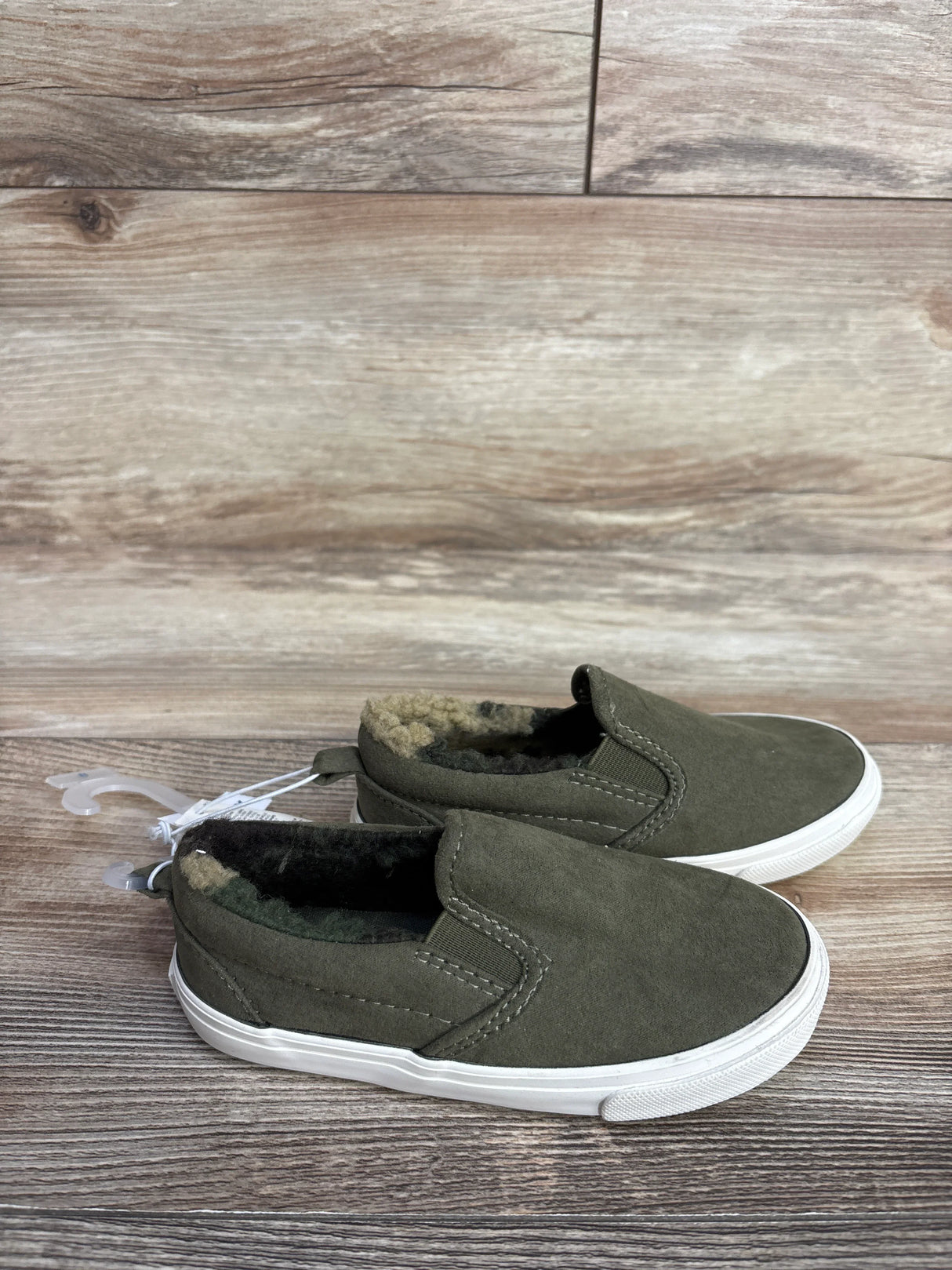 NEW Old Navy Sherpa-Lined Slip-On Sneakers Green sz 8c