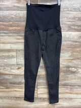 Black maternity jeans with over-the-belly panel, ideal for pregnancy comfort and style