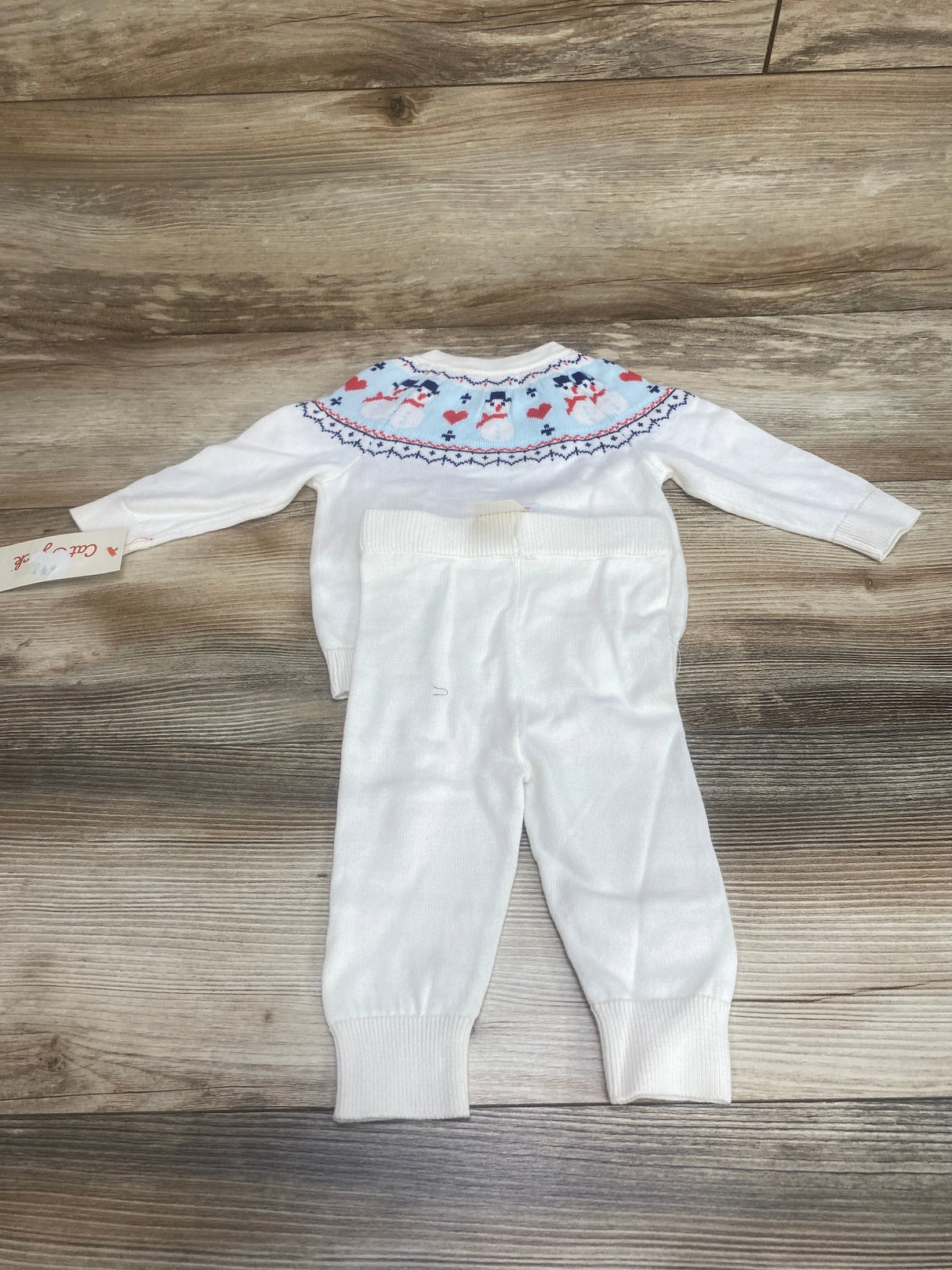 NEW Cat & Jack 2pc Snowman Fair Isle Sweater Set White sz 3-6m - Me n Mommy To Be