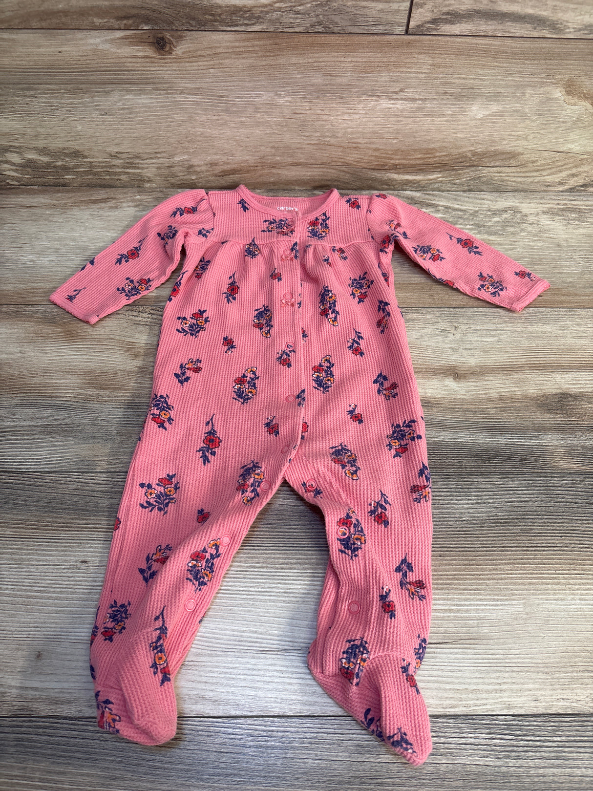 Carter's Waffle Knit Floral Sleeper Pink sz 9m