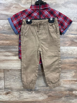 NEW Ben Sherman 2pc Plaid Button Up & Khaki Pants Set sz 24m