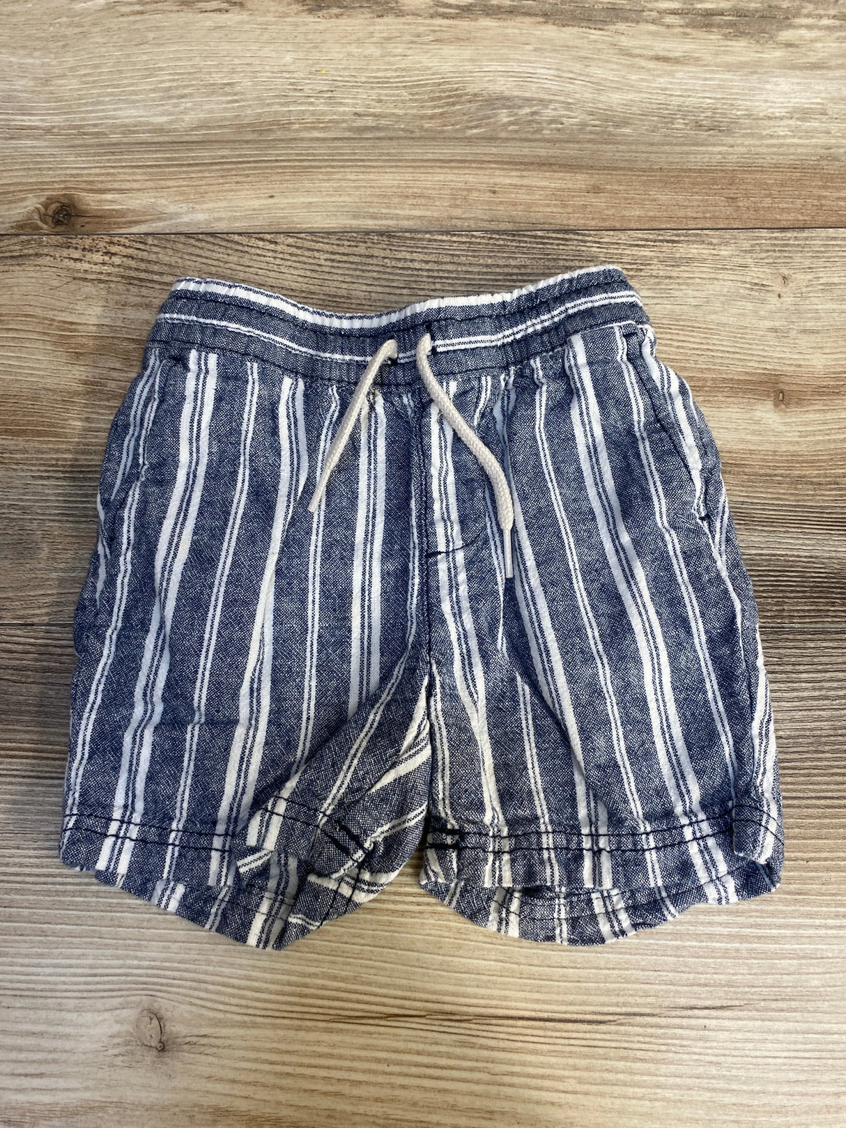 Old Navy Striped Linen Blend Drawstring Shorts Blue sz 2T