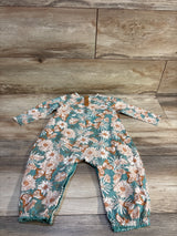 Burt's Bees Baby Floral Ruffle Coverall Teal sz 12m