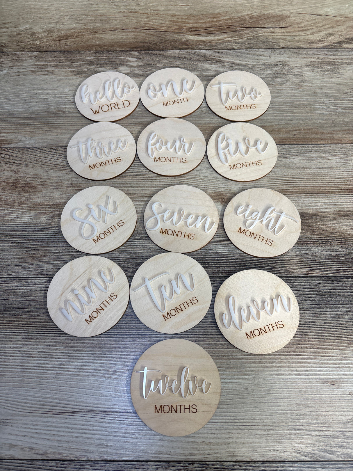 13pk Wooden Monthly Milestone Photo Prop Cards