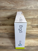 Side view of bbluv Ergo complete set box showcasing vertical "Ergo" logo and lime-green trim on a wooden surface