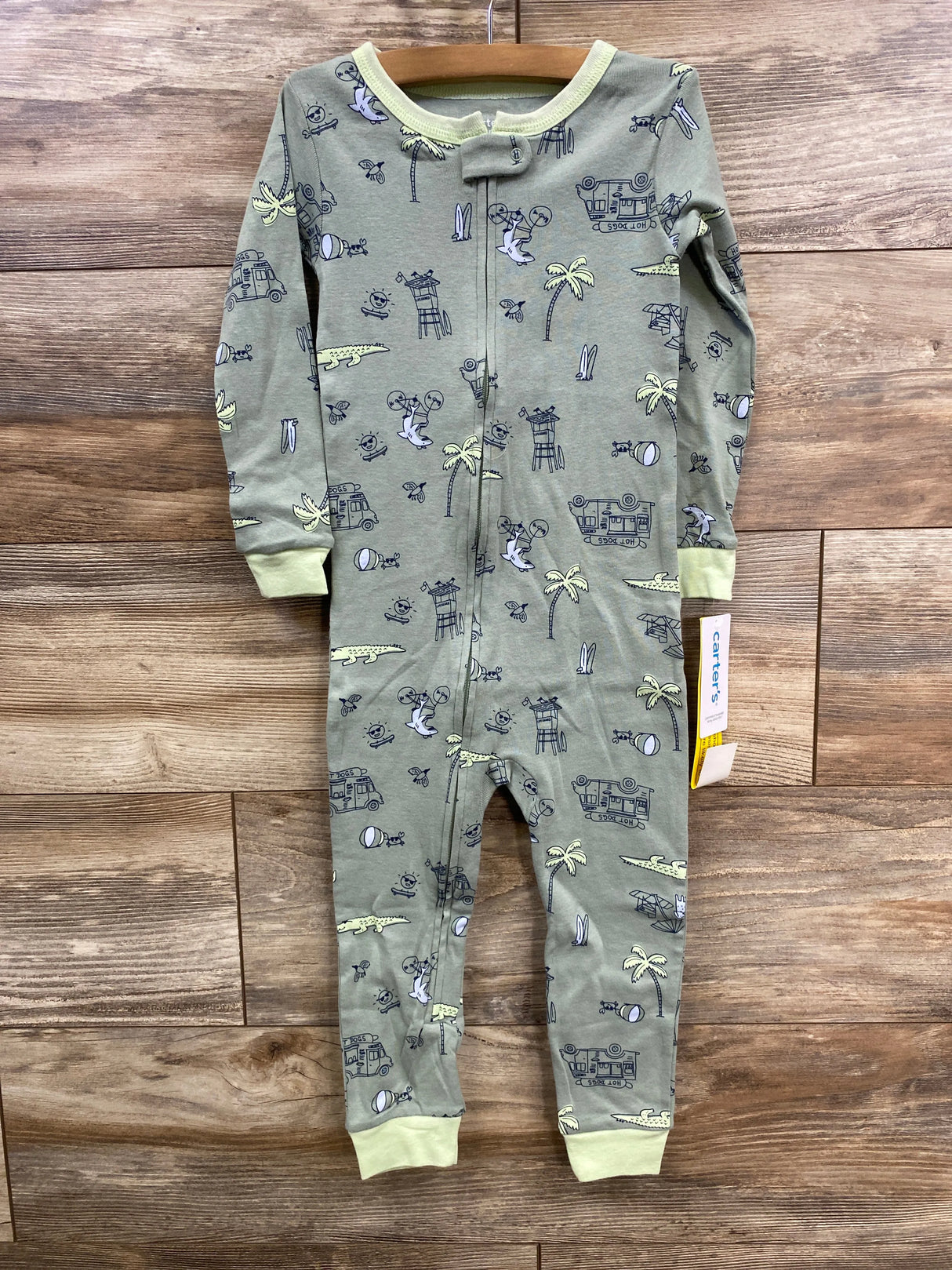 NEW Carter's Zip Beach Sleeper Green sz 3T