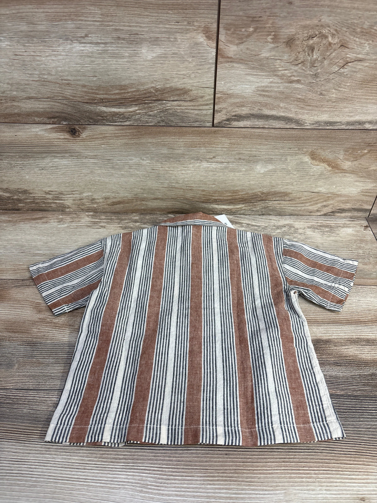 NEW H&M Striped Linen Blend Resort Shirt Beige sz 2T